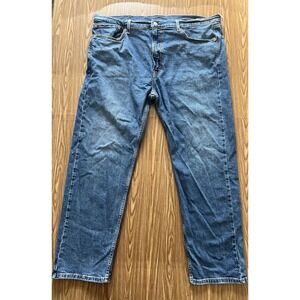 Levi's 505 Sz 40X30 Jeans Regular Dark Blue Denim Straight Leg Men's Distressed